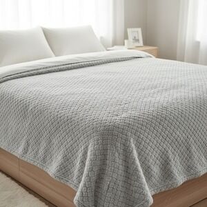Bedsure Grey Diamond Jacquard Super Cozy Soft Throw Blanket 50" x 60" Warm Fuzzy